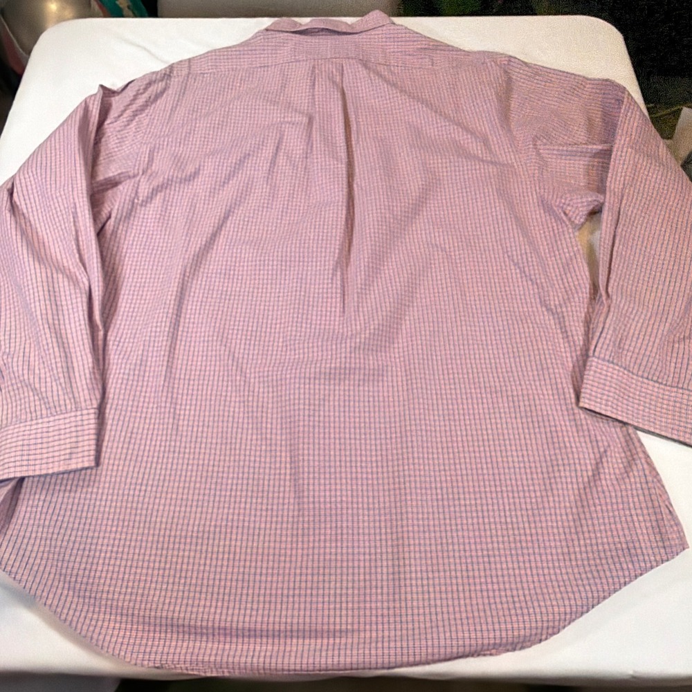 Ralph Lauren Men's Custom Fit ShOtt size 17.5 Red Blue Micro Check Button Down - Picture 7 of 7